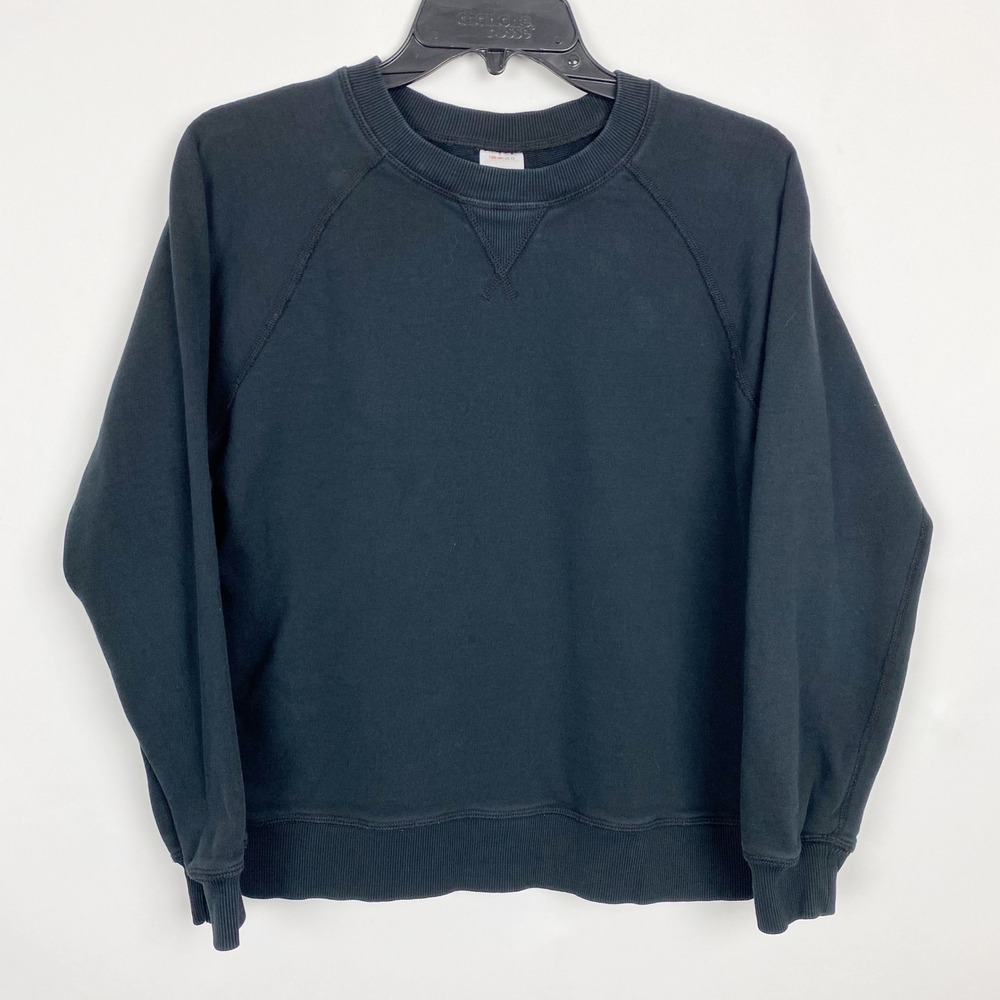 Hanna Andersson Raglan V-Stitch French Terry Sweatshirt Kids Size 12 Black